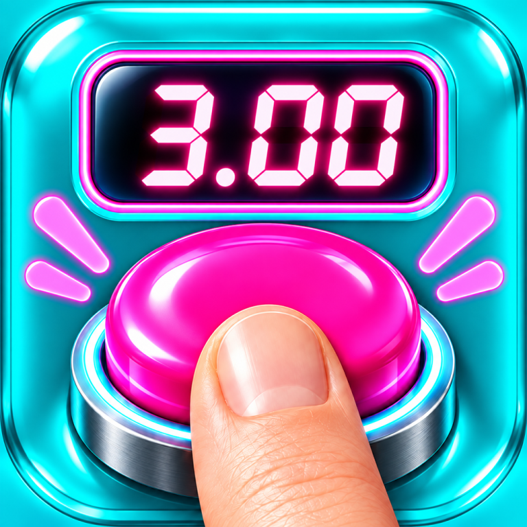 Stop Timer app icon: a thumb pressing a pink button below a display reading 3.00